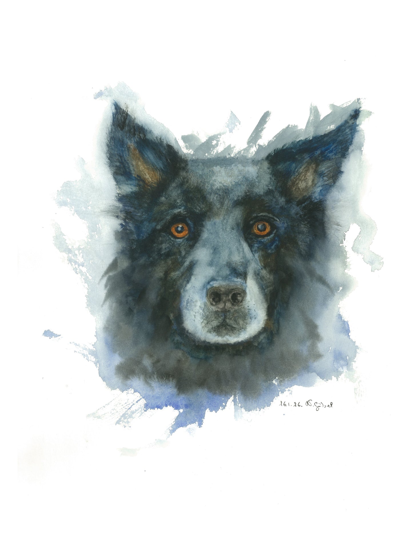 Fine Art Print Stier Aquarell Gefährte, Kunstdruck mit weißem Rand