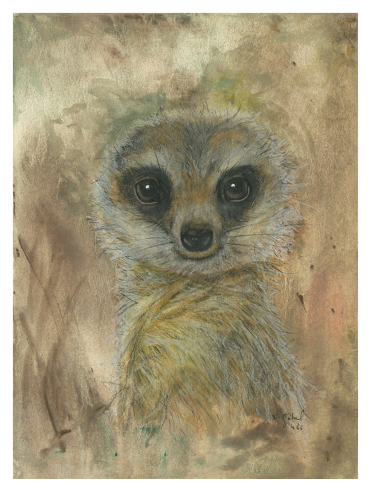 Fine Art Print Erdmännchen Aquarell "Verlass", Kunstdruck mit weißem Rand