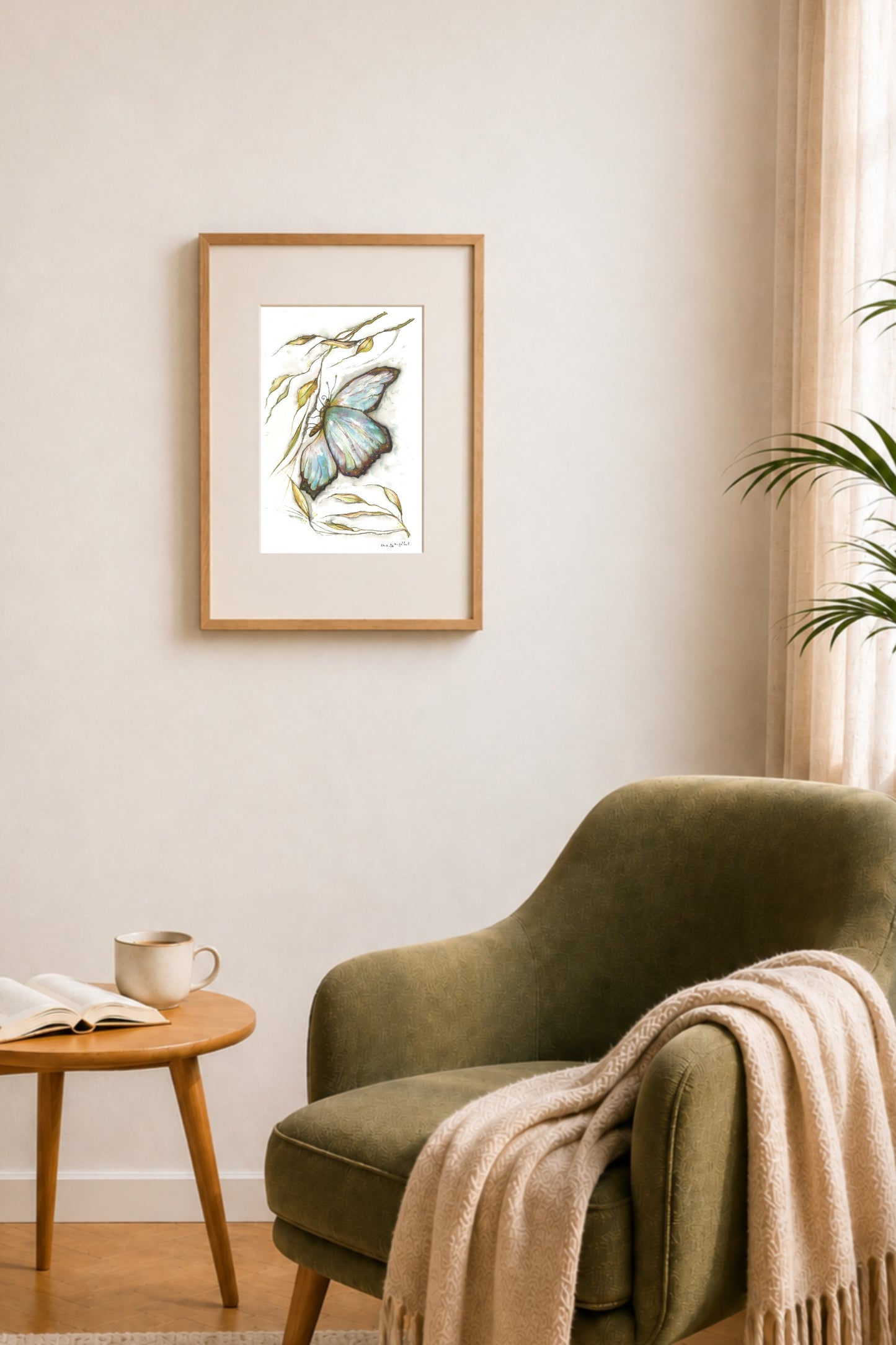 Fine Art Print "Mühelos" mit Schmetterling von Nicole Göbel als Wandbild im Wohnraum.