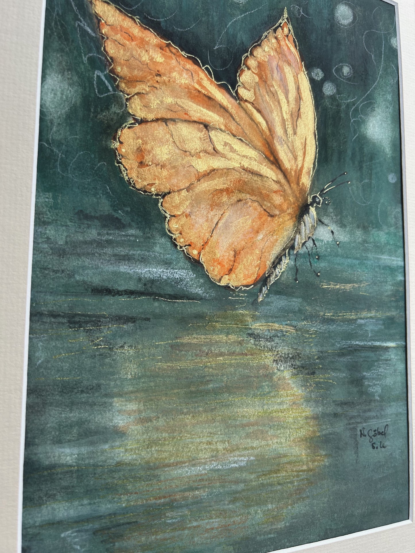 Detailansicht Schmetterling im Aquarell Schimmer