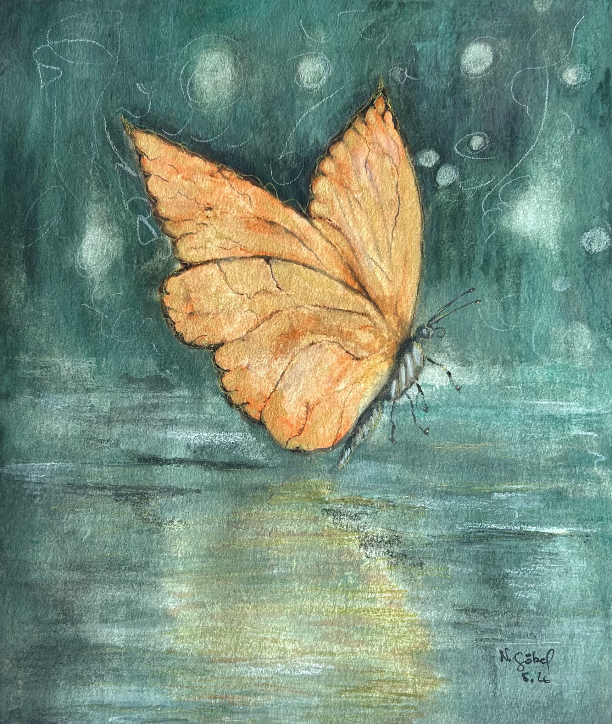 Detailansicht Schmetterling im Aquarell Schimmer