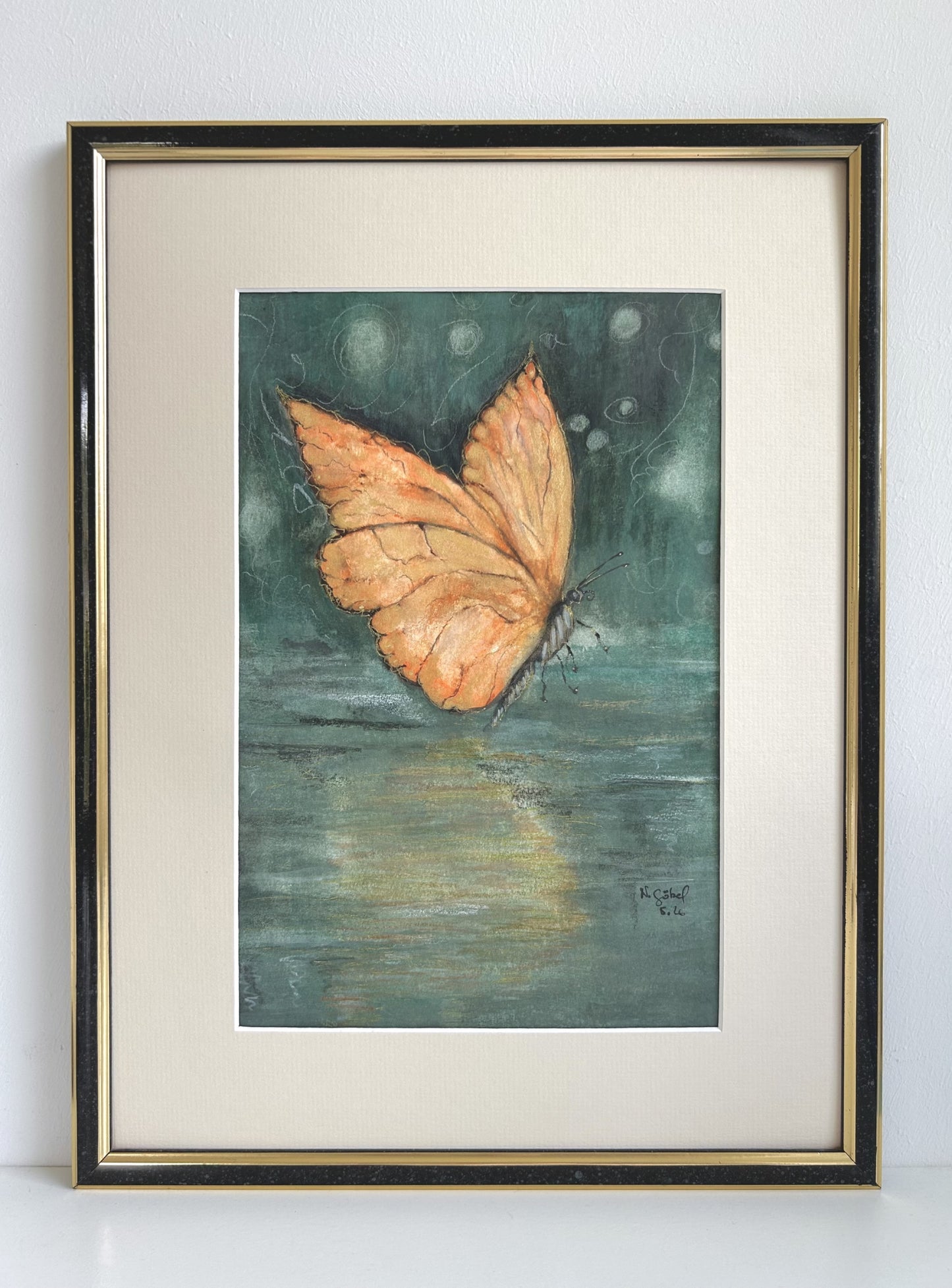 Originalkunst Schmetterling Aquarell Schimmer von Nicole Göbel