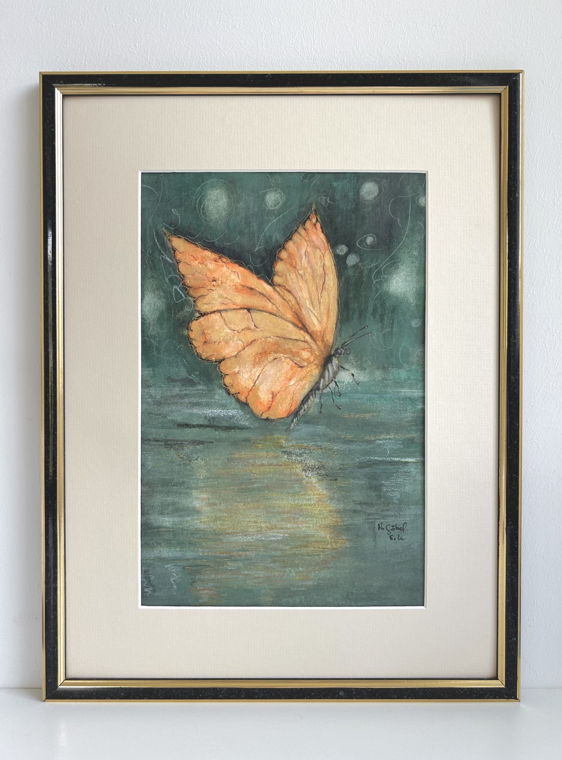 Originalkunst Schmetterling Aquarell Schimmer von Nicole Göbel